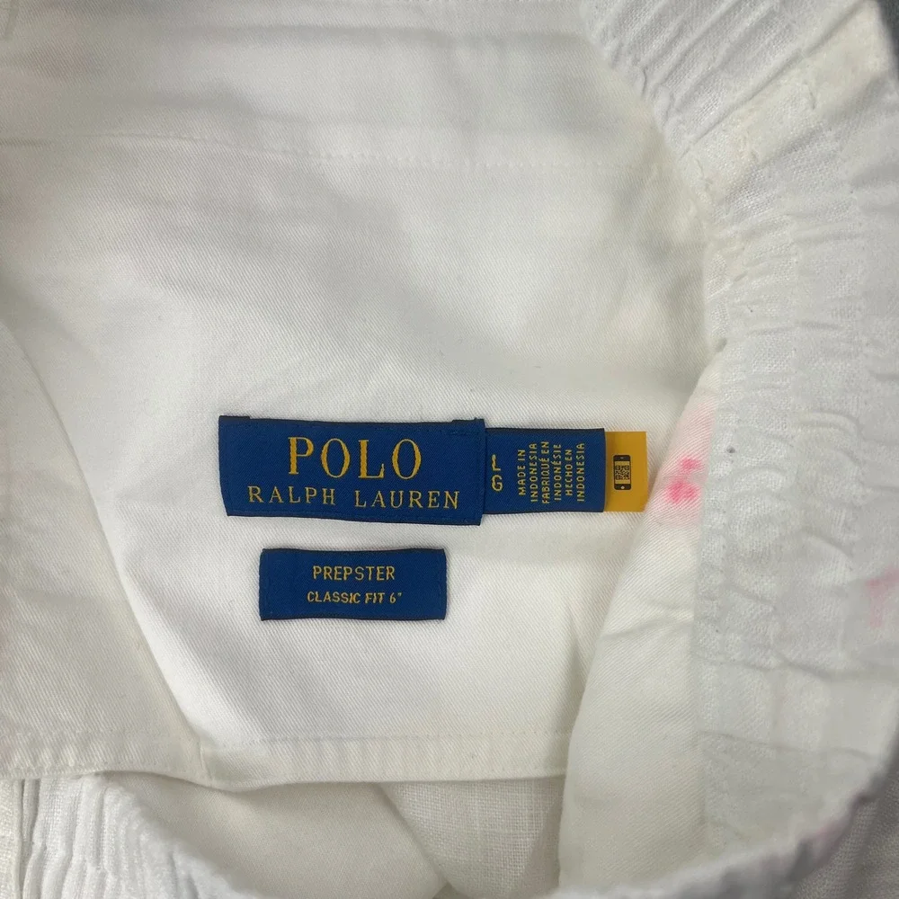 Polo Ralph Lauren Prepster Shorts L White 100% Linen Classic Fit 6